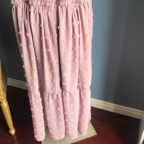 ARULA dusty rose Swiss dot sleeveless chiffon summer maxi dress size B 18-20 - Picture 10 of 14